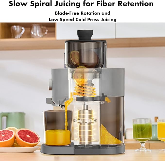 SiFENE Cold Press Juicer, Innovative All-in-One Slow Masticating Juicer with 5.2'' Feed Chute for Whole Fruits & Veges, Easy to Clean, High Juice Yield