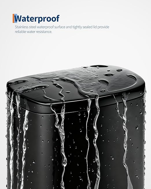 Garvee 13 gal (50 L) and 2.6 gal (10 L) Metal Trash Can Combo Set, Rustproof Garbage Can with Lid, Step-on Trash Bin with Inner Bucket, Rear Handle, Black
