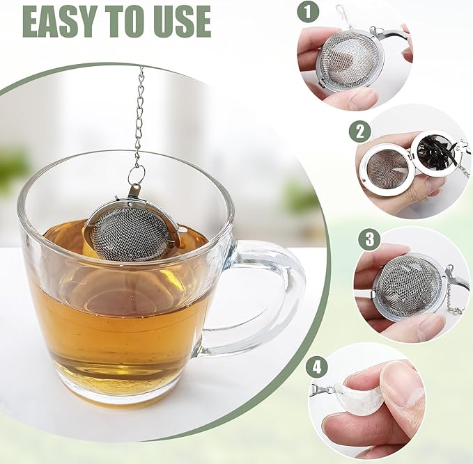 2Pcs Stainless Steel Mesh Tea Infuser, 2.1 inch Tea Ball with Crystal Moon Pendant,Tea Strainer Tea Diffuser Tea Steeper for Filtering Tea,Tea Infusers for Loose Tea (Crystal Moon, 2PC)