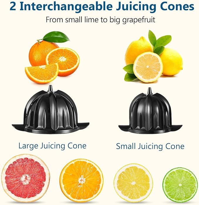Electric Citrus Juicer, 350W 15000rpm Auto Off Dishwasher Stainless Steel Orange Juicer Ultra Powerful Motor Soft Handle Citrus Squeezer for Oranges, Lemons