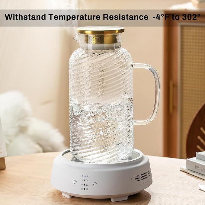 Buaic 2 PACK Glass Pitcher with Lid, 68 oz/ 2 Liter Spiral Pattern Water Pitcher,Glass Water Carafe for Cold Brew, Coffee, Lemonade, Iced Sun Tea,Beverage, Milk, Heat Resistant