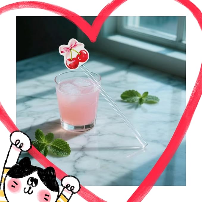 Cherry Birthday Party Cocktail Drink Stirrers, 20 pcs Cherry Drink Stirrers for Bachelorette Party Decoration, Boots and Bows Themed Swizzle Drink Sticks for Disco Cowboy Party Supplies (Cherry)