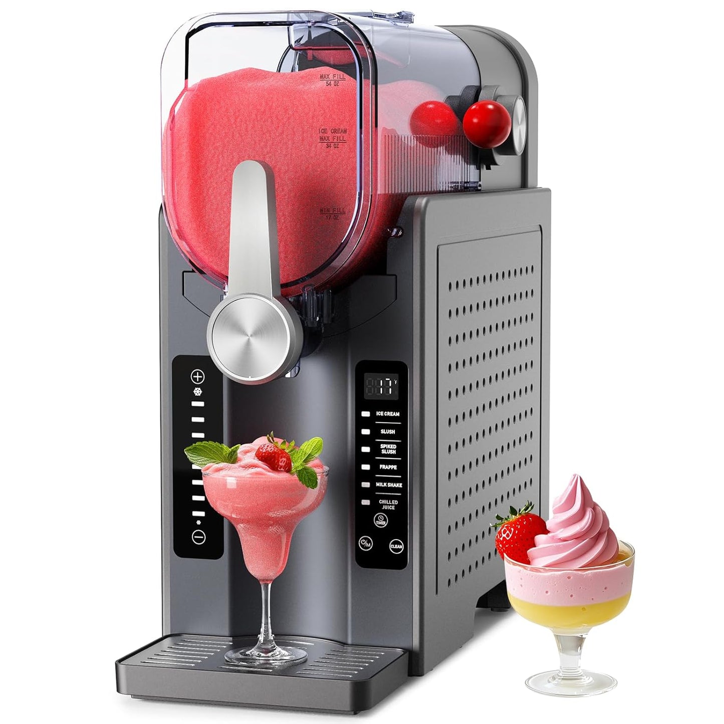 Slushie Machine No Ice Needed: Soft Serve Ice Cream Machine,Slushy Machine for Home with 6 Preset Programs, Quiet Operation, LED Display, Auto-Clean,Perfect for Milkshakes, Margarita Smoothie, Frappés