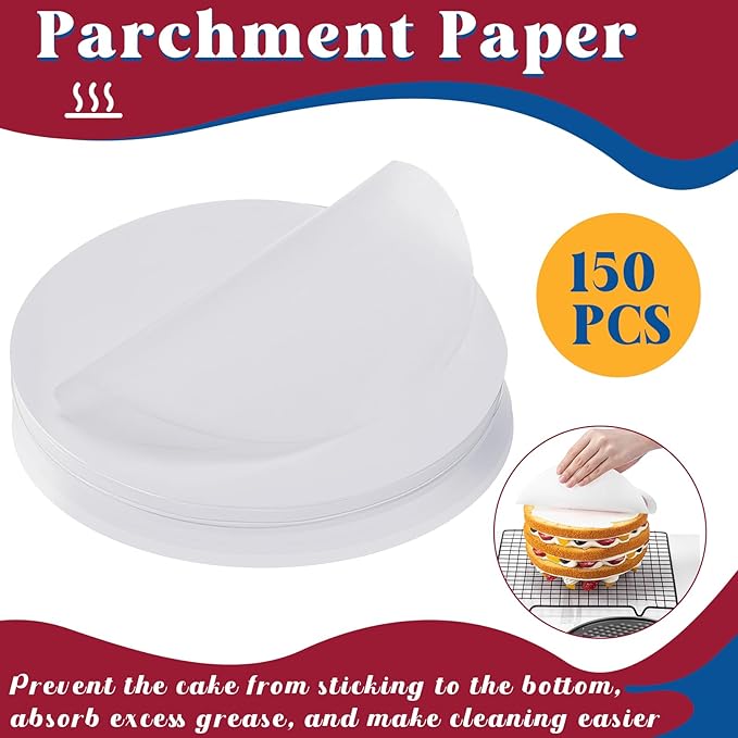 Pickmesh 3 Pcs 8.5 Inch Round Springform Pan Set, Nonstick Cheesecake Pan with Removable Bottom, 150 Pcs Parchment Paper Liners, Leakproof Cake Mold for Baking Black