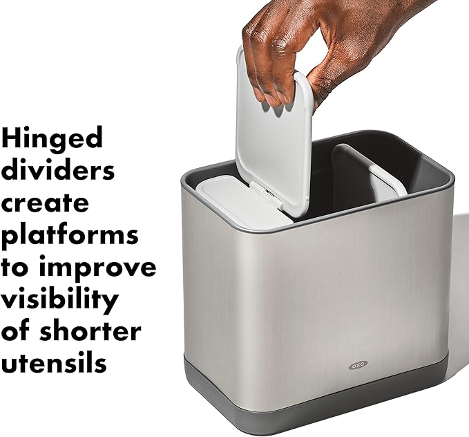 OXO Good Grips Adjustable Stainless Steel Organizer, Large Utensil Holder