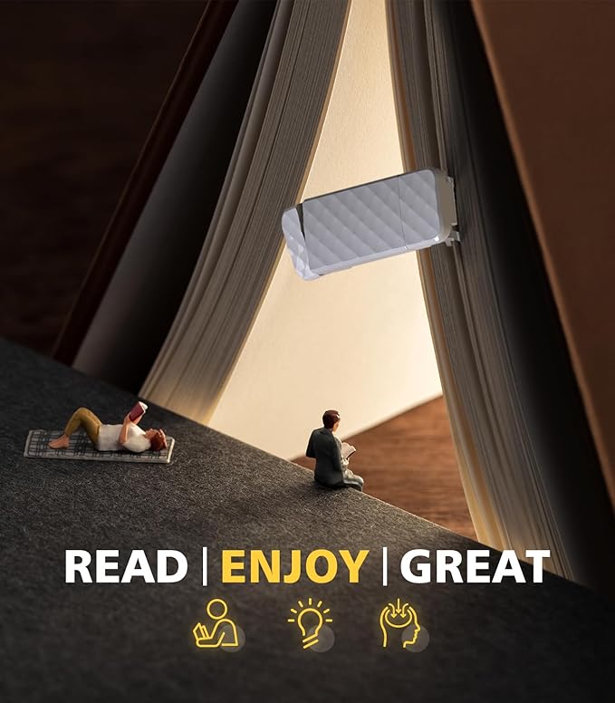 OPAUL USB Rechargeable Book Light, Clip-on LED Bookmark Reading Light in Bed, 3 Amber Colors & 5 Brightness, Long Lasting, Perfect Gifts Stocking Stuffers for Book Lovers, Adults, Kids