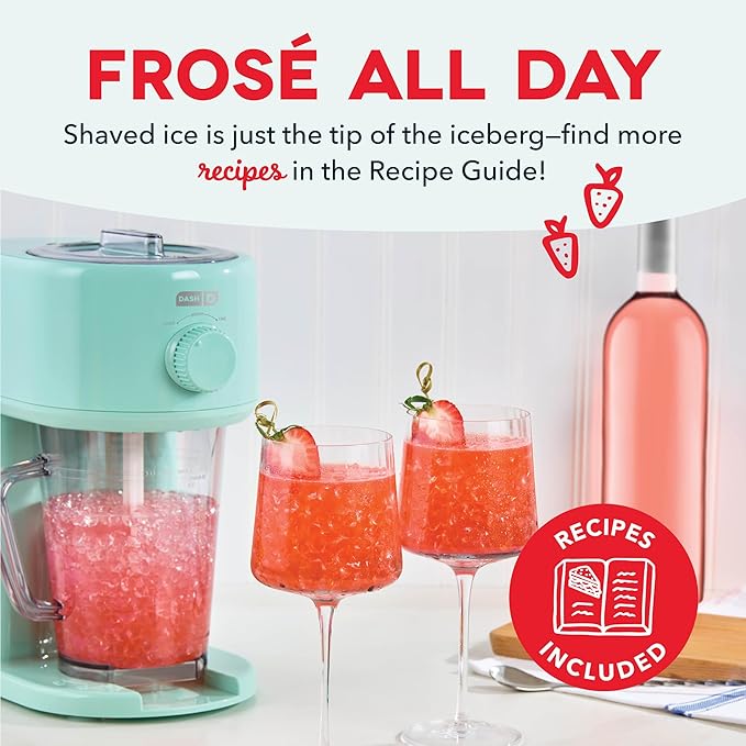 Dash Deluxe Shaved Ice & Slushy Maker - Easy-to-Use Slushy & Snow Cone Maker - Includes Serving Pitcher & Recipe Guide for Homemade Treats - Aqua