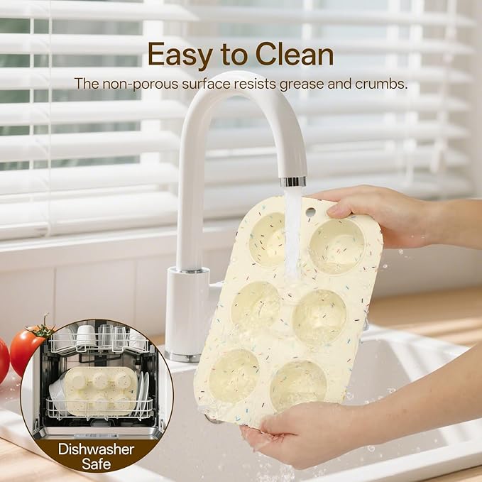 4 Pack Silicone Muffin Pan for Baking, Regular Size Nonstick Cupcake Pan, 6-Cup Silicone Muffin Tin BPA Free Dishwasher Safe, Great for Muffin Cupcake Brownie Egg Tart