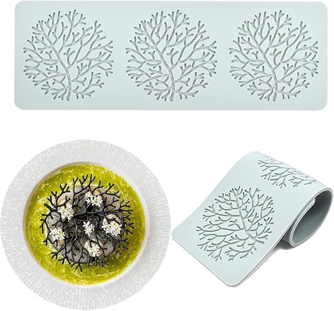 Tuile Molds Silicone (2 PCS) Lace Fondant Molds Set with Hollow 3D Beehive Candy Molds for Baking, Resin, Polymer Clay, Sugar Craft Dessert Cupcake Cake Decorating - Tree Branch