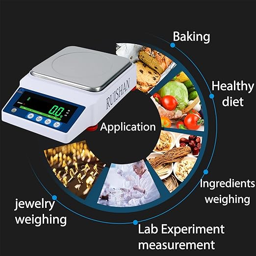 Large Range 10kg x 0.1g Precision Lab Balance Scale Grain/Gram Scale Scientific Scale Calibrated Scale Industrial Laboratory Weighing and Counting Scale Table Top Scale | for Lab, Jewelry