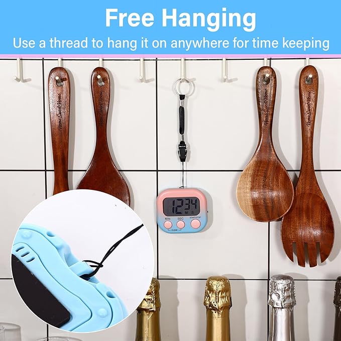 Weewooday 24 Pcs Digital Kitchen Timer Magnetic Timer Bulk On/Off Switch Minute Second Count up Countdown Loud Alarm for Exercise Cook Baking (Gradient Color)