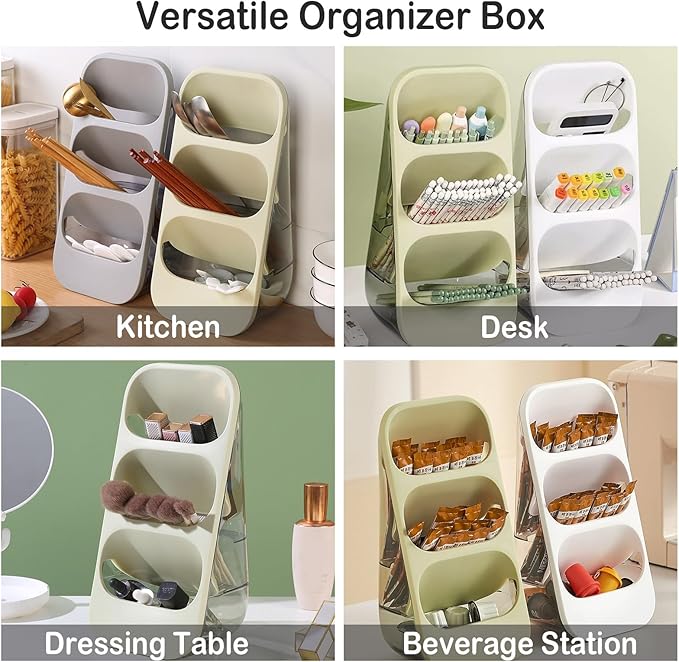 COVRA 3-Tier Large Capacity Kitchen Utensil Organizer – Minimalist Desktop Storage Box for Kitchen, Bedroom, Living Room & More (Gray)