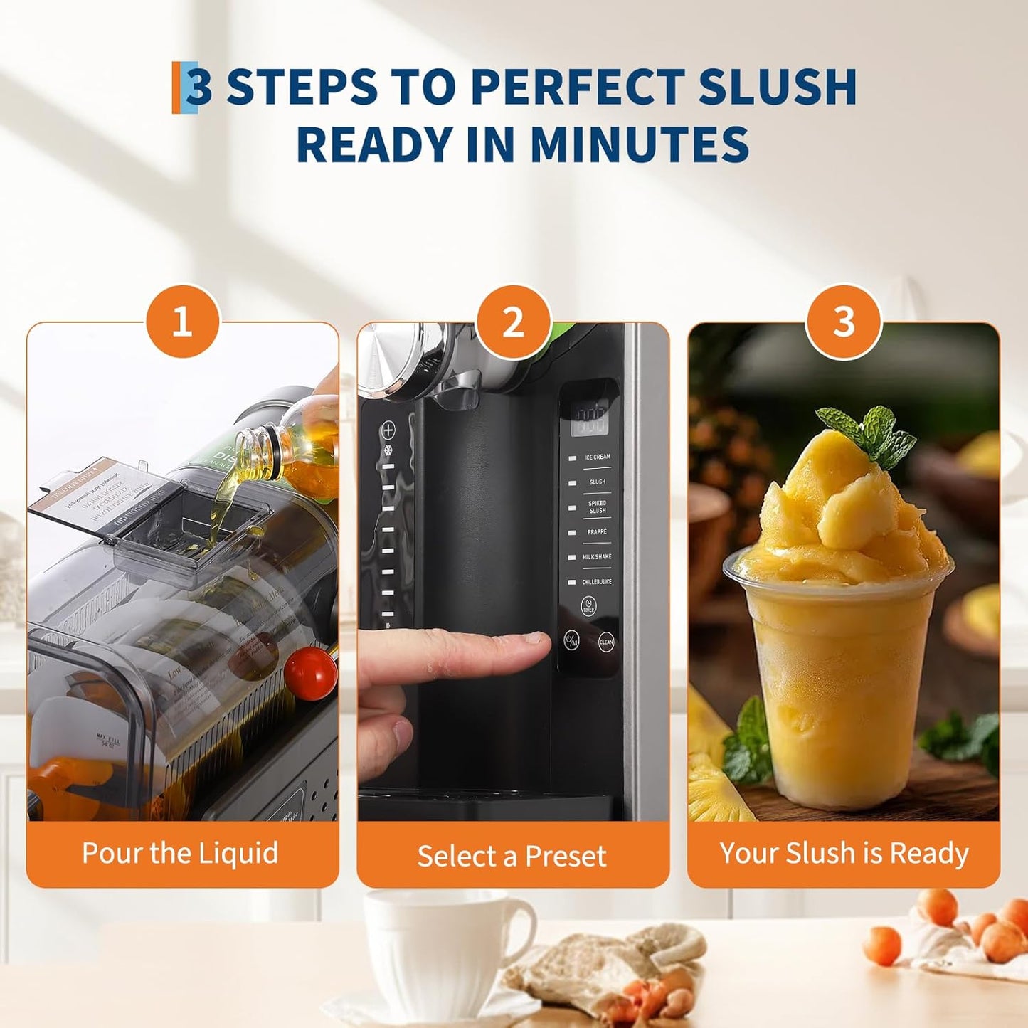 Slushie Machine 68oz, GarveeHome All-in-One Slushy Maker for Home with LED Display & Auto-Clean, No Ice Needed & One-Touch Reservation, 6 Preset Programs for Frozen Margaritas, Ice Cream & Frappés