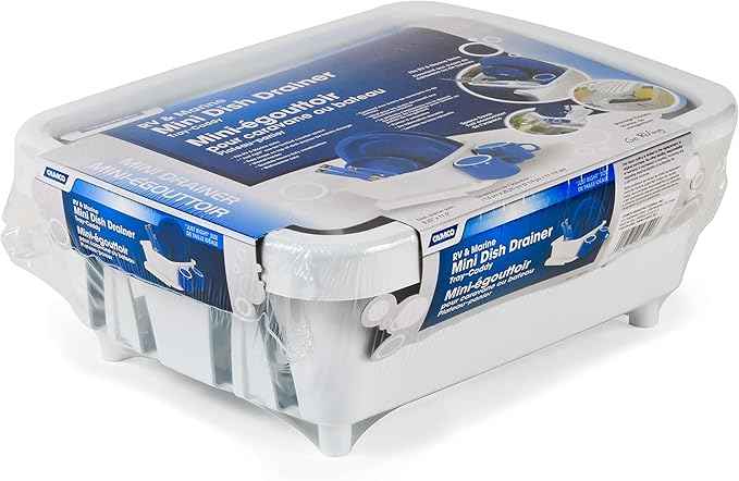 Camco RV Mini Dish Drainer & Tray - Features a Sloped Drain Tray Design, Heavy-Duty Construction - Ideal for Small Spaces, Apartments, Boats, and More -9.5" L x 11.7" W x 4.75" H - White (43511)