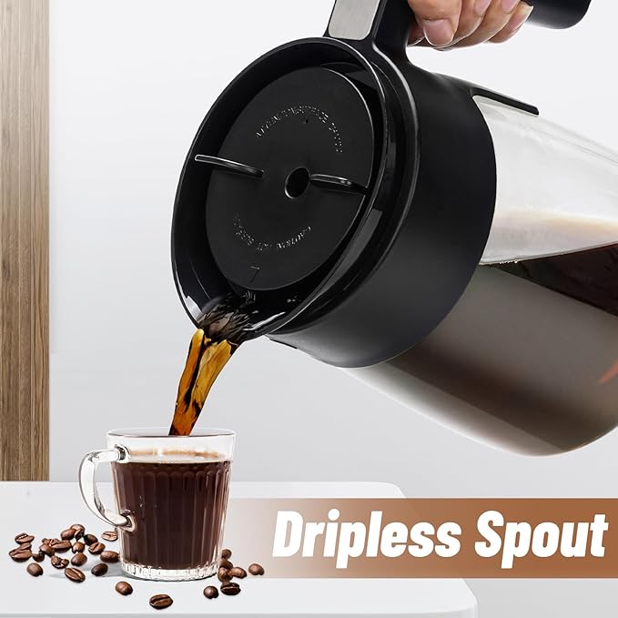 12 Cup Coffee Pot Replacement for Ninja Coffee Maker CFP101 CFP201 CFP301 CFN601 CFP250A CFP300 CFP307, Glass Carafe Replacement with Brew-Through Lid, Ninja Coffee Pot Replacement with Sturdy Handle