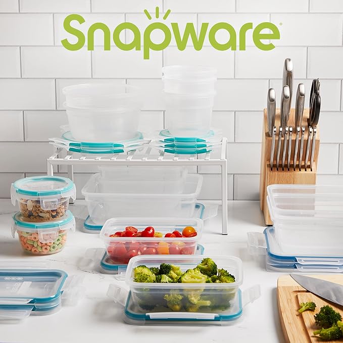 Snapware Plastic Total Solutions (14-Pack, Mixed Sizes) Food Storage Containers Set, Airtight & Leakproof Plastic Locking BPA-Free Lids Tupperware, Freezer Dishwasher Microwave Safe