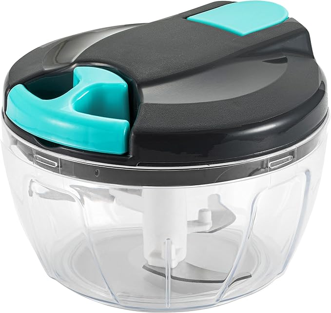 Multi-Function Manual Food Processors & Chopper with Cover and Handle, Garlic Press Vegetable Chopper Shredder,Suitable for Onions Garlic Carrots Gingers Peppers Fruits,Ideal Gift for Kitchen（Blue）
