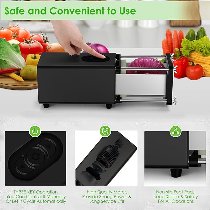 YOTAN Electric French Fry Cutter, French Fry Cutter with 1/2 & 3/8 Inch Blade, Commercial and Household Electric Potato Cutter, Automatic Potato Slicer, Vegetable Cutter, House Warming Gifts (Black)