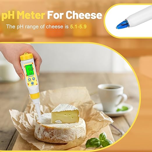 Digital pH Meter for Food Fermentation and Canning, Smart Food pH Tester with High Accuracy Spear Probe for Sourdough, Salsa and Hot Sauces, pH Test Pen with ATC for Solid and Liquid