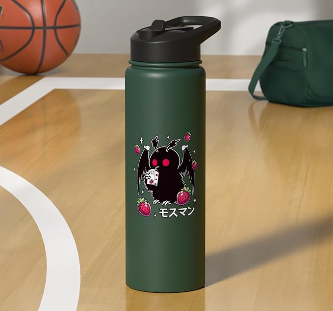 Kawaii Strawberry Milk Shake Carton Mothman Stainless Steel Insulated Water Bottle