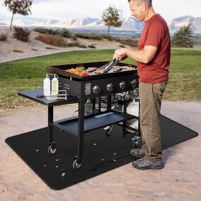 48x30 inches Large Under Grill Mats for Blackstone, Double-Sided Fireproof Outdoor Grill Protective Mat, Oilproof Waterproof BBQ Fire Pit Fireplace Mat