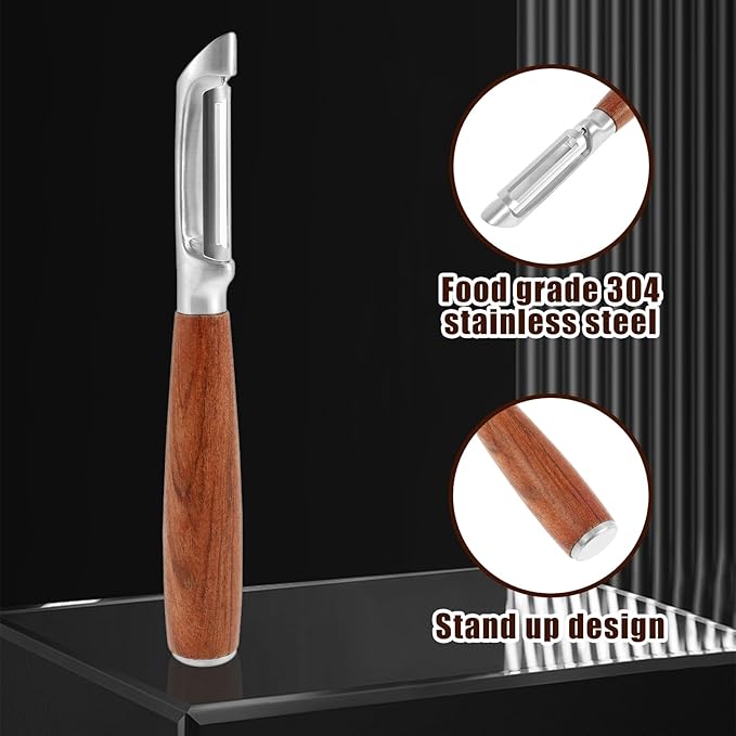 1Pcs I Style Stainless Steel Vegetable Peeler for Fruit Veggie Heat Resistant Incisive Cucumber Peeler With Solid Wood Handle for Home Kitchen Use