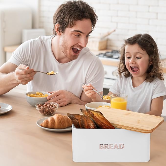 BLUBYEES Bamboo Bread Slicer for Homemade Bread with Crumb Tray & Storage Box – Adjustable Slicing Guide for Sourdough, Bagels & Sandwiches – Gift for Bakers & Bread Makers