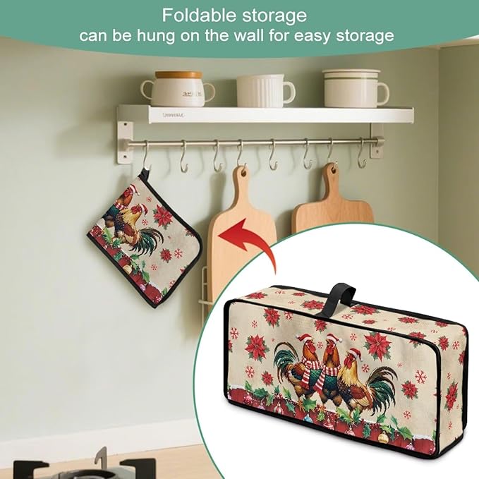 Christmas Toaster Cover 2 Slice Chicken Pattern Cover for 2 Slice Slim Toaster Water-Resistant Dust Covers for Kitchen Appliances, Machine Washable