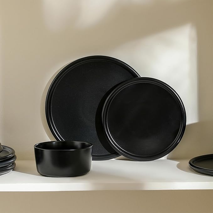 Stone Lain Eden 4-Piece Dinner Plate Set Stoneware, Black