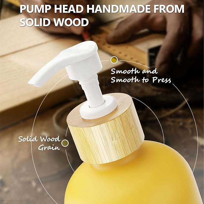Cisily Yellow Dish Soap Dispenser Set, 16 fl Oz Dual Kitchen Soap Dispensers with Sponge Holder, Customized Stainless Steel Kitchen Soap Dispenser Set, Lemon Kitchen Decor and Accessories