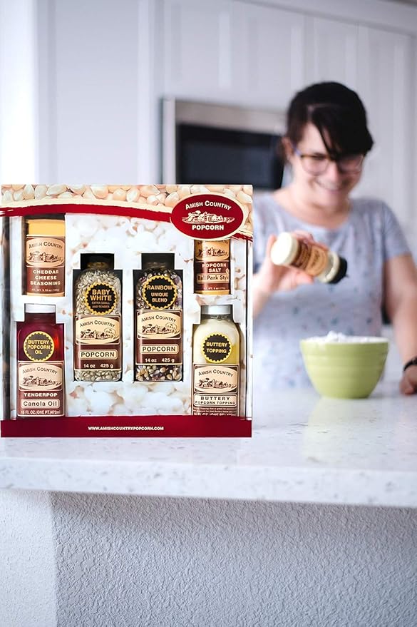 Amish Country Popcorn | Variety Bundle All in One Set | 14 ounce Baby White, 14 ounce Rainbow Popcorn Kernels | Old Fashioned, Non-GMO and Gluten Free