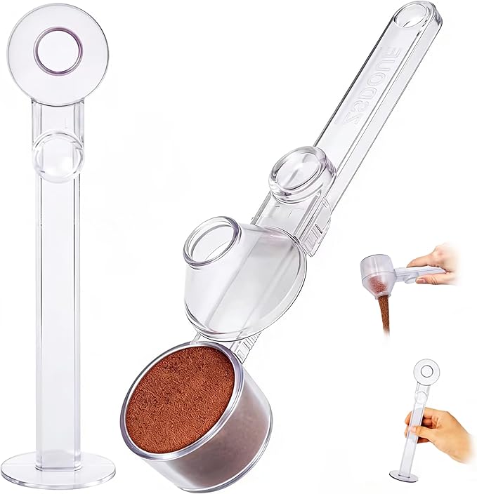 2Pcs Coffee Scoop Funnel 2Tbsp 51mm Espresso Tamper Kit, BPA-Free PCTG Dishwasher Safe, Fits K-Cup Reusable Pods/Espresso Machine, Coffee/Protein/Powder, Upgraded Combo Transparent, 2 Models A&B