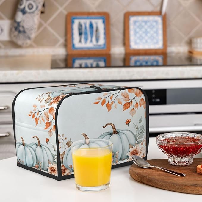 Toaster Cover 2 Slice Pumpkin Fall Leaf Thanksgiving Kitchen Small Appliance Covers with Pockets Dust and Fingerprint Protection