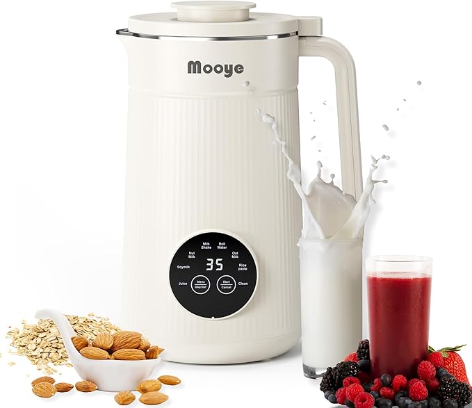 8 in 1 Nut Milk Maker Machine, 35oz（1L） Automatic Soy Bean Milk Maker with 10 Blades, Homemade Almond/Oat/Nut/Juice, Plant-Based Milk Blender, 12H Delay, Self-Cleaning, 2H Keep Warm and Boil Water