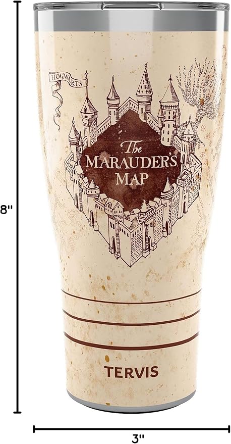 Tervis Traveler Harry Potter The Marauder's Map Triple Insulated Insulated Tumbler Travel Cup Keeps Drinks Cold & Hot, 30oz, Stainless Steel
