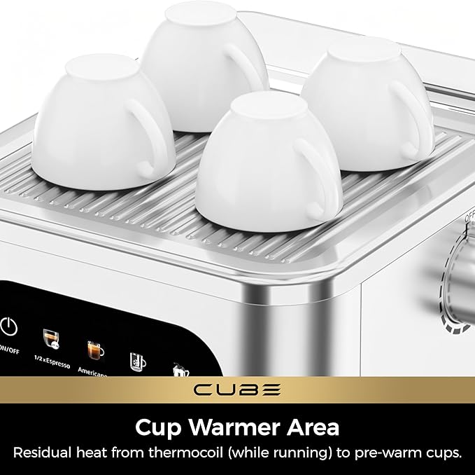 CHULUX Cube Espresso Machine with Milk Frother Steam Wand, 20 Bar Professional Italian Pump Semi Automatic Espresso Coffee Machine for Home Cappuccino & Latte Maker