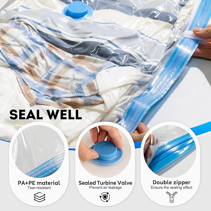 Mapambo Vacuum Seal Bags for Clothing Travel with Electric Pump, 15 Pack Vacuum Bags in 3 Combo sizes, Space Saver Vacuum Storage Bags, Reducing Luggage Volume by up to 80% (15 Combo Travel Size)