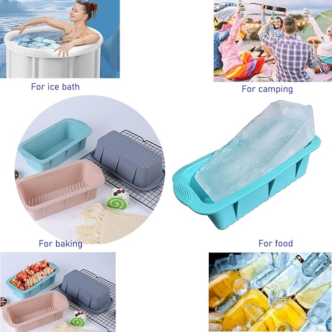 5Pcs Extra Large Ice Block Mold, Silicone Ice Block Molds for Ice Bath Tub, Big Ice Cube Molds for Ice Bath, Nordic Blue Ice Maker for Cold Plunge or Coolers, Ice Tray Accessories for Ice Bath Chiller