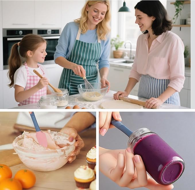 12 Pcs Silicone Mini Spatulas, 7.3 Inch Small Rubber Spatulas for Jars, Cans, Bowls, Baking & Mixing Kitchen Tools