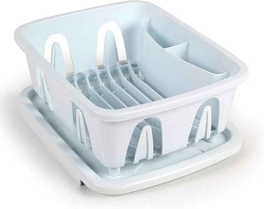 Camco RV Mini Dish Drainer & Tray - Features a Sloped Drain Tray Design, Heavy-Duty Construction - Ideal for Small Spaces, Apartments, Boats, and More -9.5" L x 11.7" W x 4.75" H - White (43511)