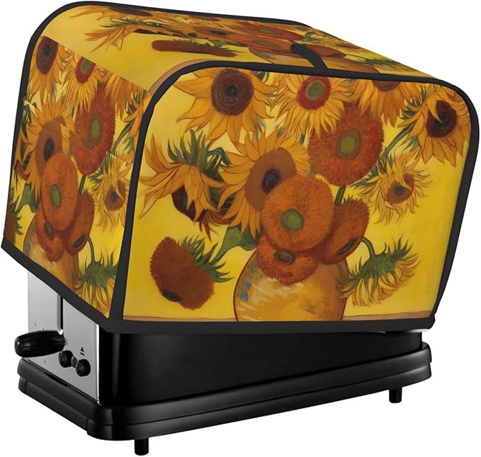 Sunflowers Painting Toaster Cover 2 Slice, Cute Country Bread Machine Cover, Washable Toaster Kitchen Small Appliance Cover Stain Resistant,with Top Handle