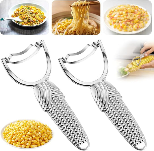 2 Pcs Corn Peeler for Corn on The Cob Stainless Steel Stripper Tool with Aluminum Alloy Handle Kernel Stripper Remover, Comfortable Grip and Light Weight