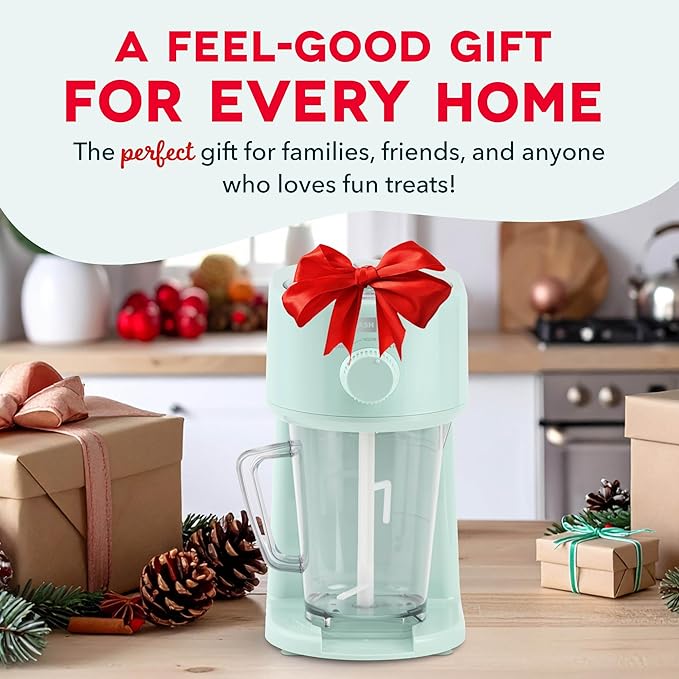 Dash Deluxe Shaved Ice & Slushy Maker - Easy-to-Use Slushy & Snow Cone Maker - Includes Serving Pitcher & Recipe Guide for Homemade Treats - Aqua