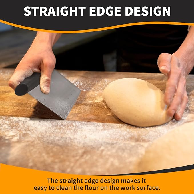 ALLTOP Bench Scraper & Chopper - Baking Essentials,Stainless Steel Blade Knife,Ideal Kitchen Tool for Home Baking and Meal Prep, Bread Making, Pasta,Pastry,Dough and Cake - Set of 2 Pack