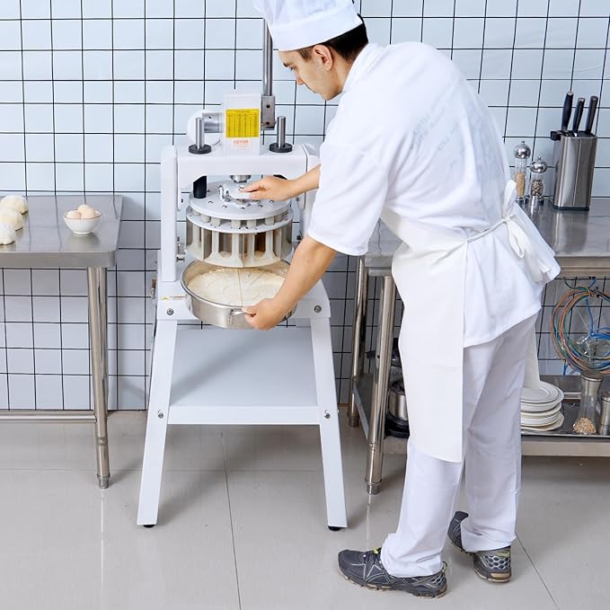 VEVOR Dough Divider Rounder, 10PCS Manual Dough Equal Divider Machine, 4.23oz - 19.75oz Hand Press Dough Cutter with 304 Stainless Steel Tray and Blade, Bread Maker for Bakery, Restaurant, Commercial