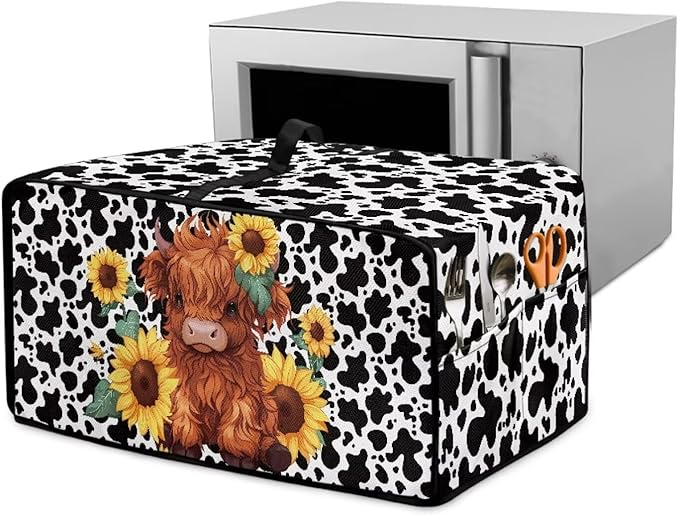Countertop Convection Oven Cover Dust Protection Air Fryer Toaster Oven Covers for Home Kitchen Decorations 14.5 x 18.5 x 9 Inches, S, Sunflower Highland Cow Print