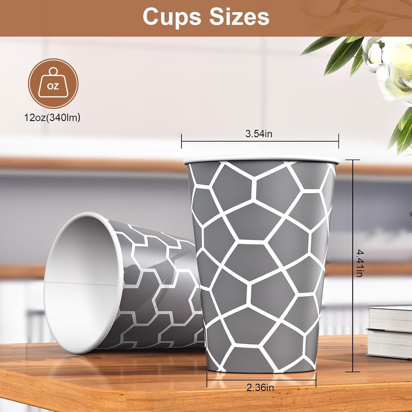 Coffee Cups 12 oz Paper Cups 240 Pack, Disposable Coffee Cups 12 oz Hot Cup, Disposable Cups Paper Insulated Cup for Cold Hot Drinks