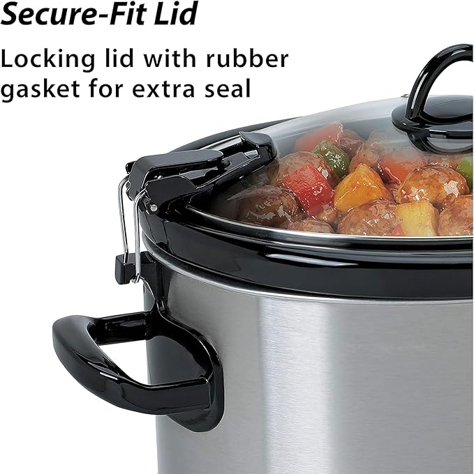 Crock-Pot SCCPVL600S Cook' N Carry 6-Quart Oval Manual Portable Slow Cooker, Silver