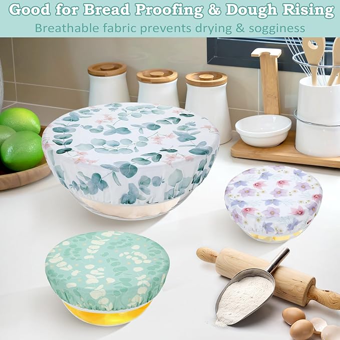 5-Size Reusable Beeswax Bowl Covers for Bread Proofing, Cotton Cloth Flexible Beeswax Wraps for Food Storage