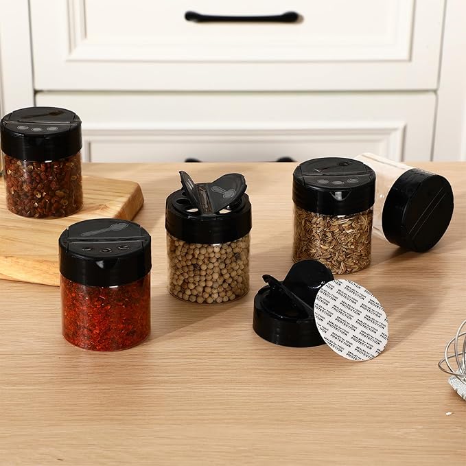 50 Pack 4 oz Spice Jars Plastic Clear Empty Bottles with Shaker Lids Bulk Reusable Seasoning Containers for Herbs Spices Powders Glitter